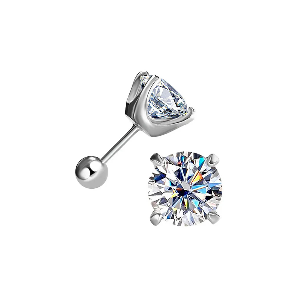 1 ct Moissanite Stud Earrings in 925 Sterling Silver